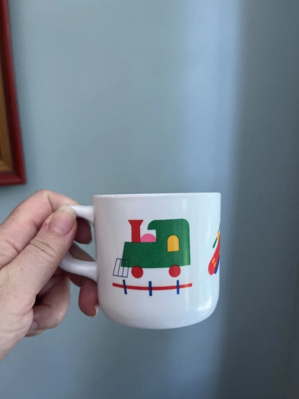 Vintage Peco Melamine Kids Mug Train Plane Boat Toddler Cup